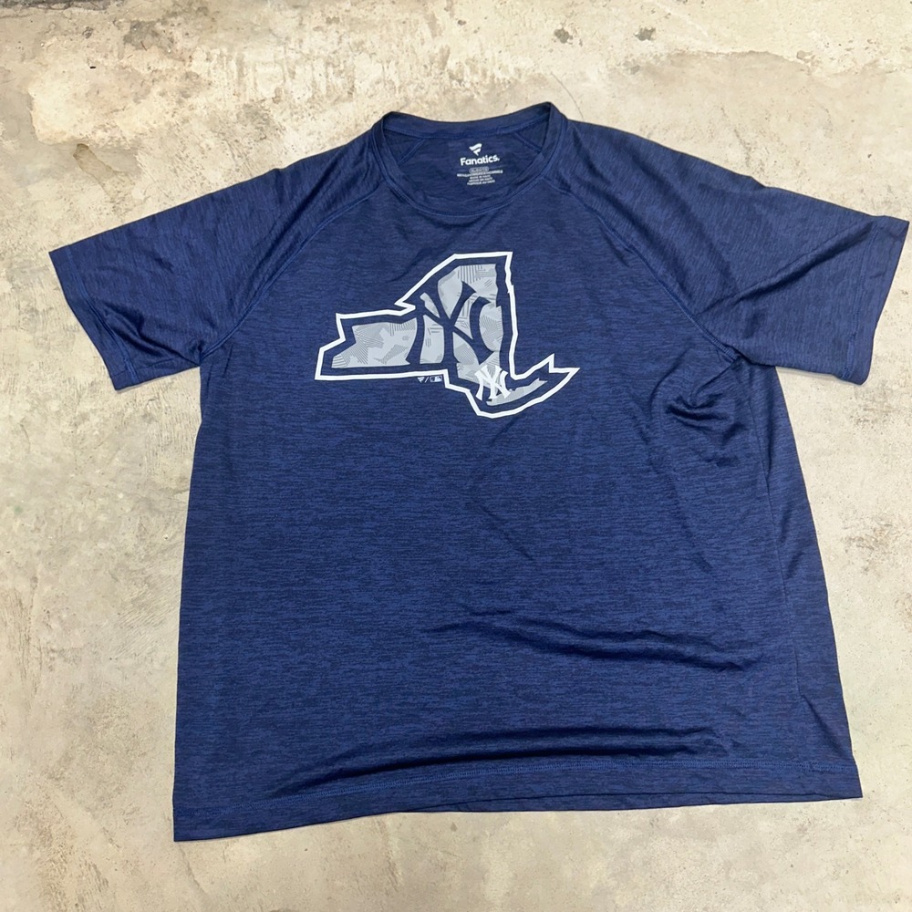 Fanatics‎ Mens XL New York Yankees NY State Graphic T Shirt Blue